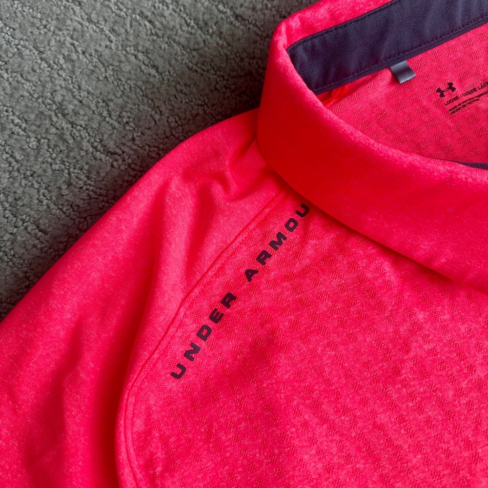 Under Armour Men’s Orange Neon Polo Shirt - Picture 6 of 8